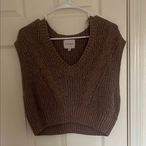 Pink Rose Brown Cable Knit Sweater Vest
